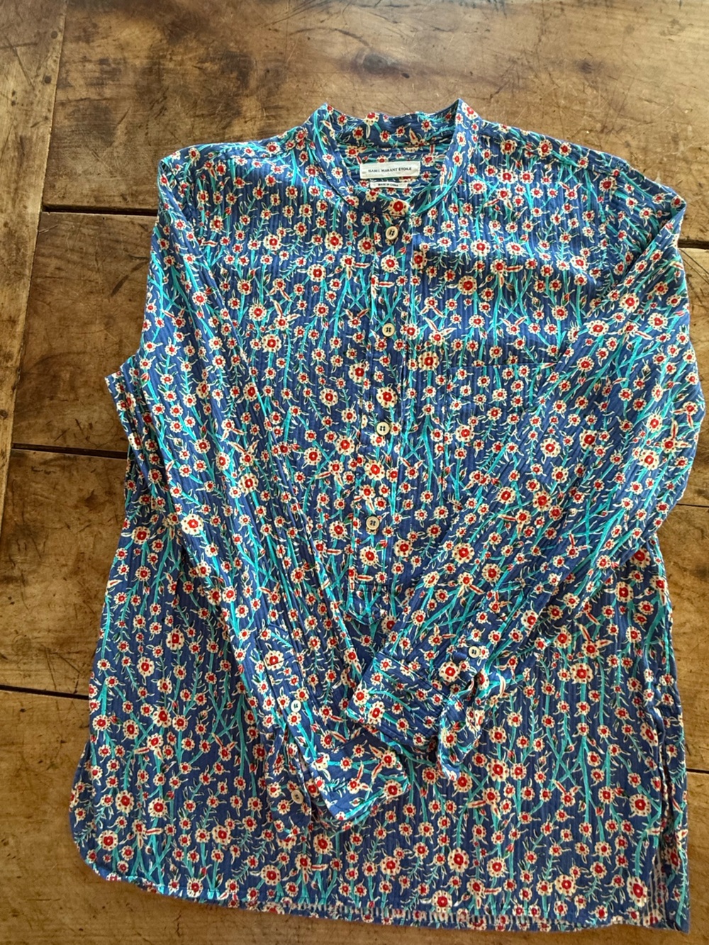 Isabel Marant Blue Floral Button-Down Shirt